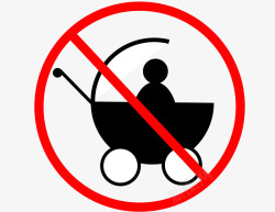 禁止推婴儿车的卡通标志素材
