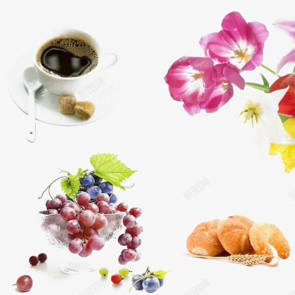 下午茶时间png免抠素材_88icon https://88icon.com coffee 下午茶插画 休息 勺子 咖啡 咖啡时间 喝咖啡 悠闲 提神 放松 红提 花朵 葡萄 面包