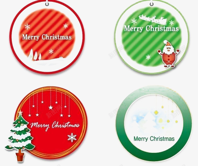 精美圣诞节圆形卡片png免抠素材_88icon https://88icon.com 圆环 圣诞 现代 红色 装饰