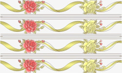 红花黄丝带条纹素材