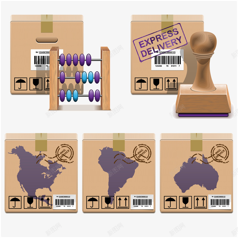 货箱png免抠素材_88icon https://88icon.com 快递 标签卡通漫画 纸箱物品 货物箱子 货箱