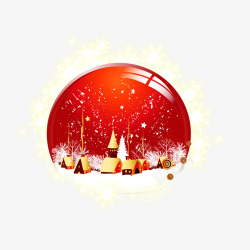 红色圣诞球水晶球素材