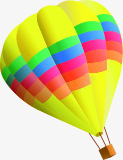 彩色条纹手绘热气球装饰素材