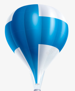 蓝色白色条纹热气球素材
