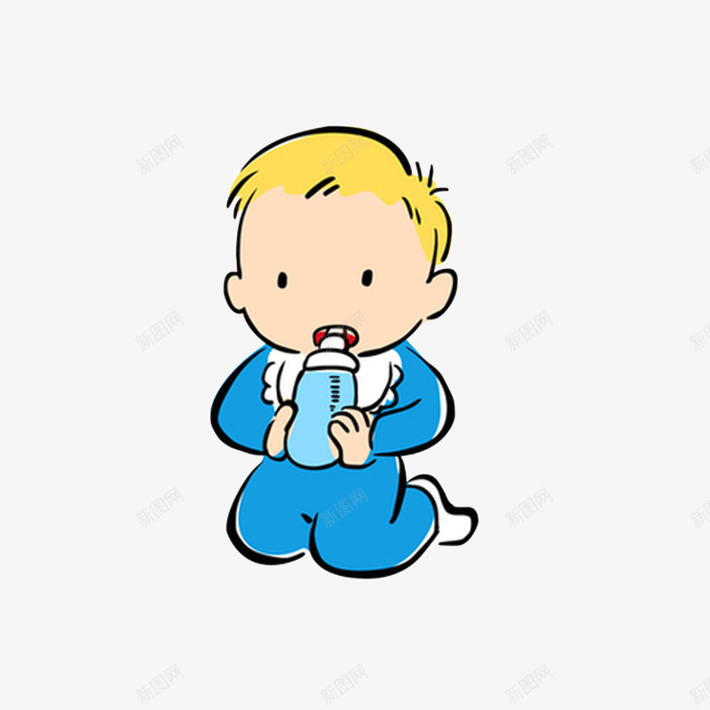 跪着喝奶的小孩子png免抠素材_88icon https://88icon.com 卡通 喝奶的宝宝 跪着喝奶的小孩子 跪着的动作 黄发的小男宝宝