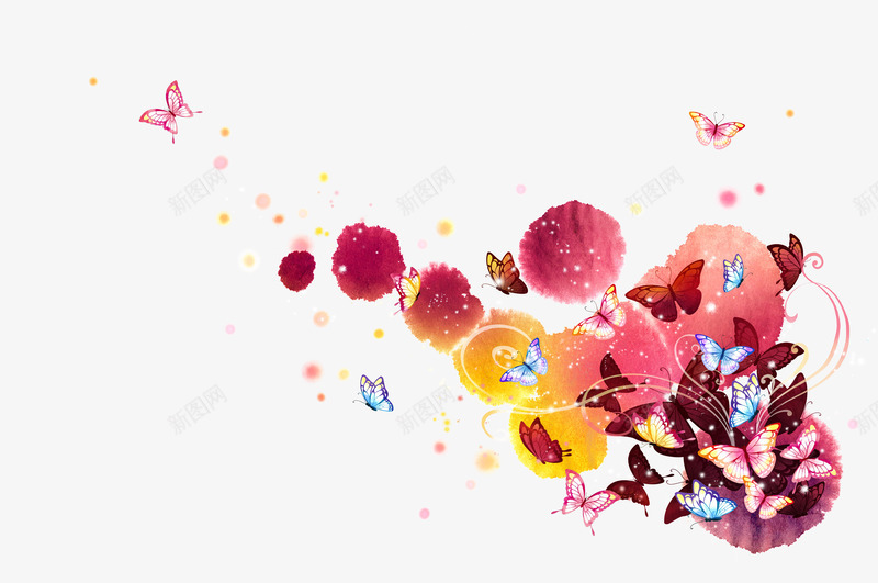 水墨斑点蝴蝶背景png免抠素材_88icon https://88icon.com 手绘 水墨 泼墨 红色 蝴蝶