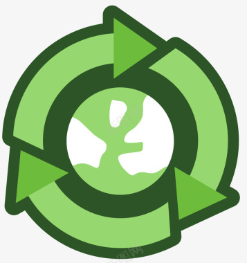 圆形绿色循环使用标志图标图标