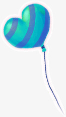 蓝色条纹的心形气球素材