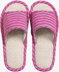 粉色条纹亚麻拖鞋素材