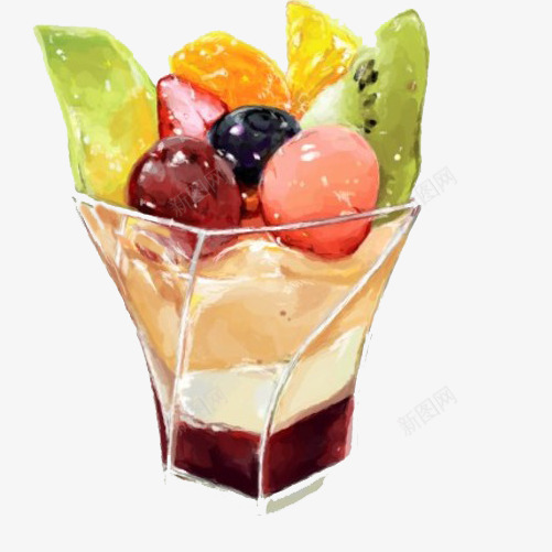 水果塔手绘画片psd免抠素材_88icon https://88icon.com 冰淇淋 各种水果 手绘美食 水果塔