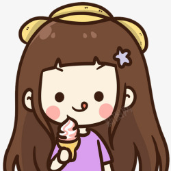吃冰淇淋卡通女孩素材