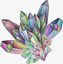 卡通手绘彩色水晶钻石装饰素材