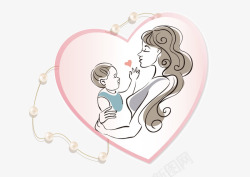 母亲节手绘装饰图案母亲婴素材