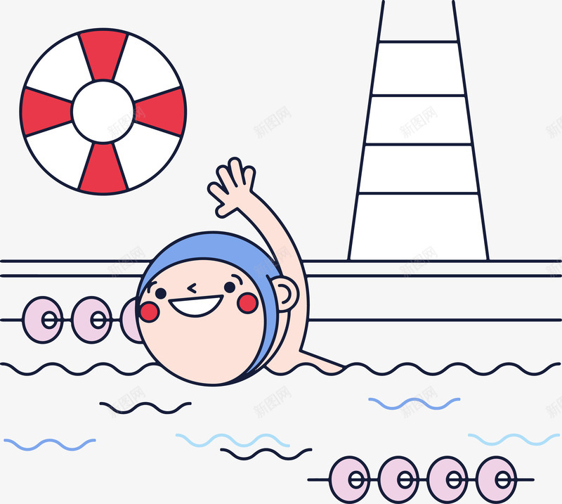 卡通游泳png免抠素材_88icon https://88icon.com 可爱 宝宝游泳 小孩子 手绘 泳圈 自由泳
