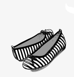 黑白条纹布鞋蛋卷鞋舒适素材