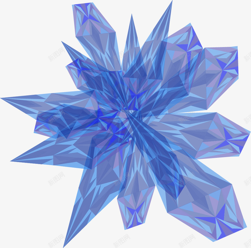 蓝色几何晶体png免抠素材_88icon https://88icon.com 几何 晶体 水晶 蓝色 透明