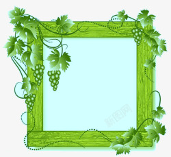 绿葡萄图案照片框素材