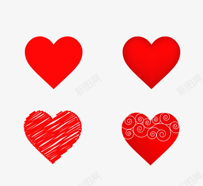 4个冰块图标4个红色爱心图标图标