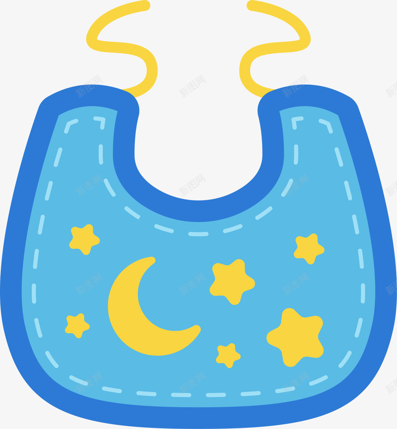 蓝色卡通夜空围兜png免抠素材_88icon https://88icon.com 卡通围兜 夜空围兜 婴儿用品 宝宝围兜 蓝色围兜 装饰图案