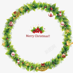 松树叶装饰圆环圣诞节节日圆环装饰矢量图高清图片