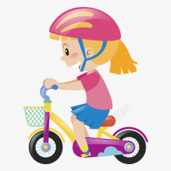 飘起来的头发儿童玩耍骑自行车矢量图高清图片