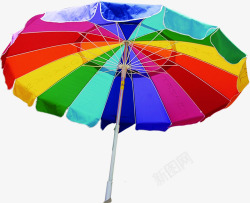 创意伞创意摄影彩虹伞海边沙滩高清图片