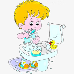 卡通小孩洗漱牙膏素材