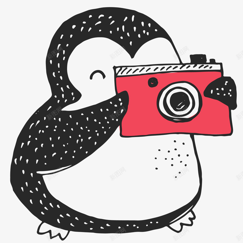 可爱的拍照的小企鹅矢量图ai免抠素材_88icon https://88icon.com 动物 卡通 小企鹅 手绘 拍照 摄像 摄影 矢量图