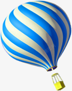 蓝色卡通条纹热气球素材
