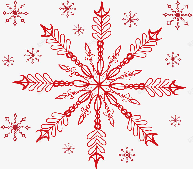 红色剪纸创意雪花纹理png免抠素材_88icon https://88icon.com 分散 剪纸 圆角 红色 纹理 装饰 设计 质感