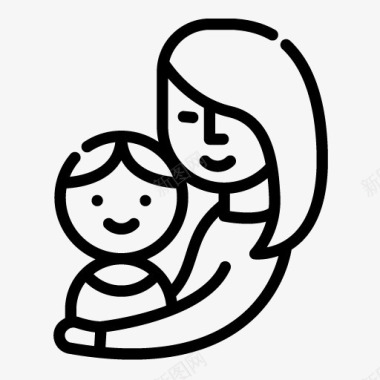 手绘卡通母亲小孩图标图标