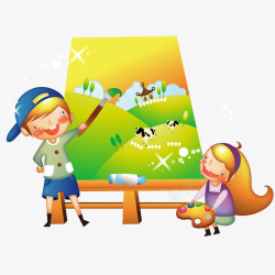 画画的小孩素材