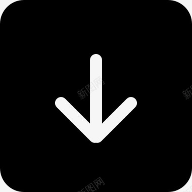向下箭头符号在黑色方形按钮图标图标