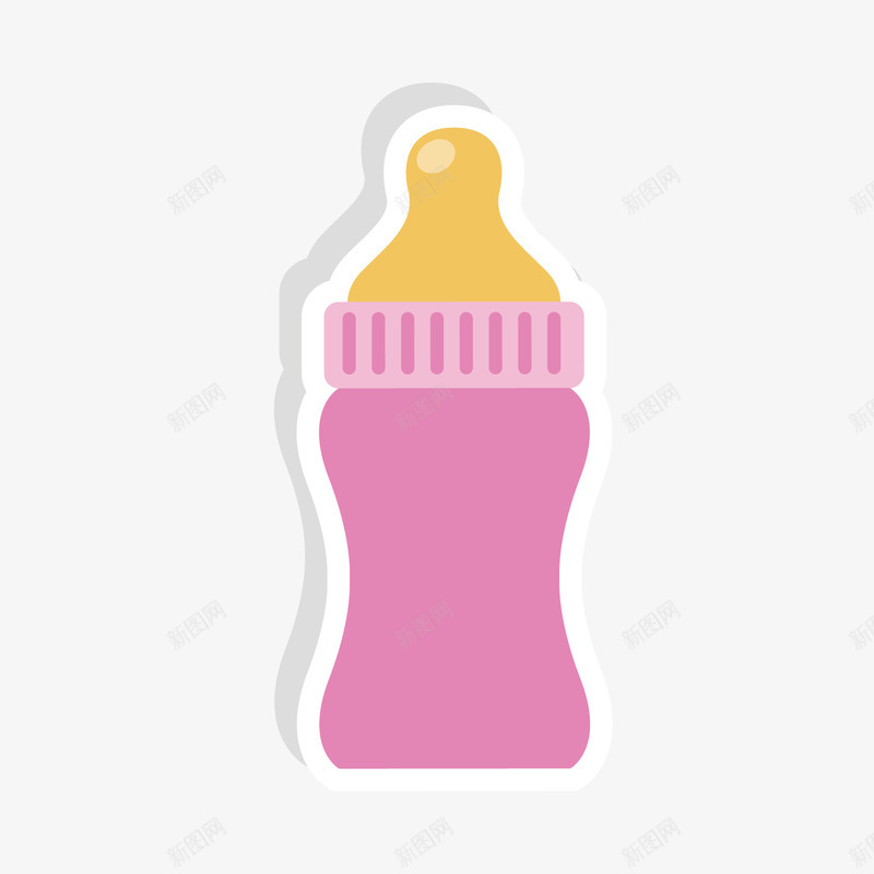 婴儿用品奶瓶矢量图ai免抠素材_88icon https://88icon.com 可爱奶瓶 婴儿用品 扁平化 粉色 矢量图