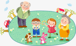 爷爷奶奶与小孩子一起游戏素材