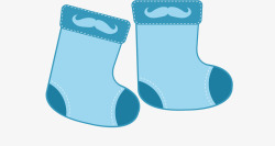 蓝色可爱婴儿袜矢量图素材