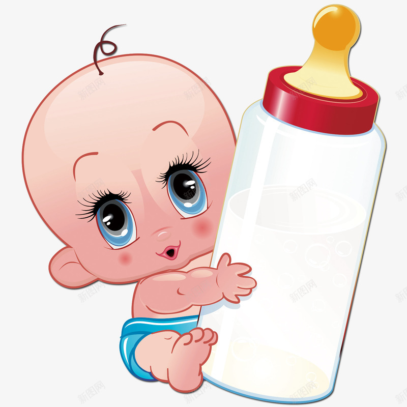 小孩抱着奶瓶psd免抠素材_88icon https://88icon.com 卡通 可爱 奶瓶 小孩