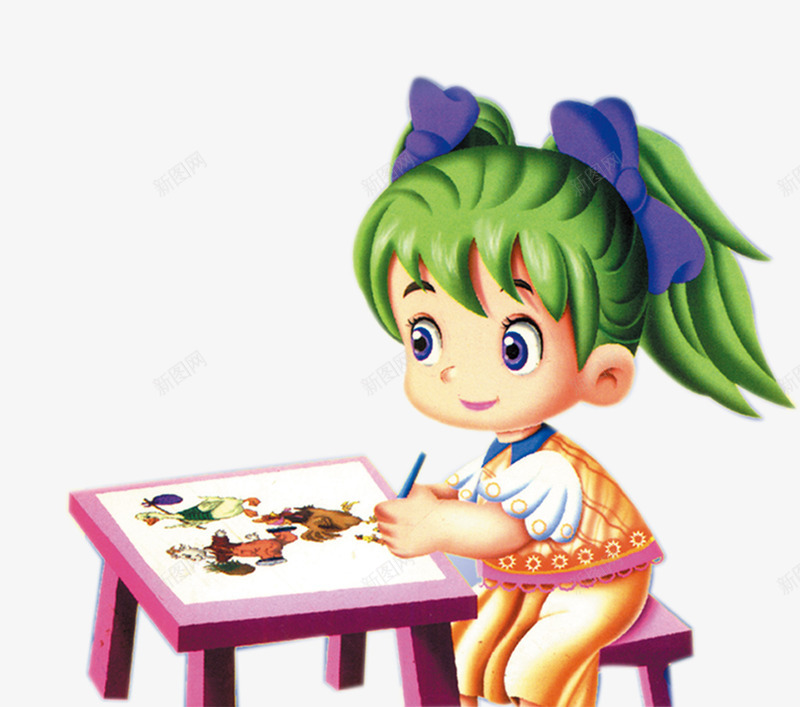 学画画的小孩png免抠素材_88icon https://88icon.com 卡通 可爱 学画画 小孩子