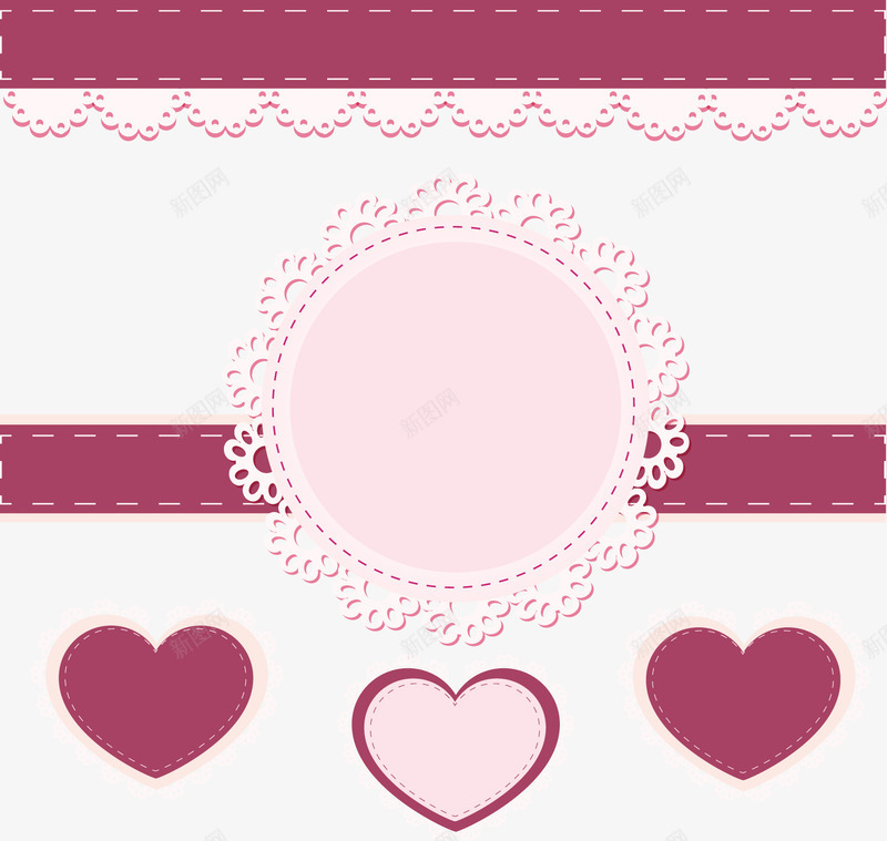 蕾丝边矢量图eps免抠素材_88icon https://88icon.com 免费矢量下载 爱心 花边 蕾丝边 矢量图