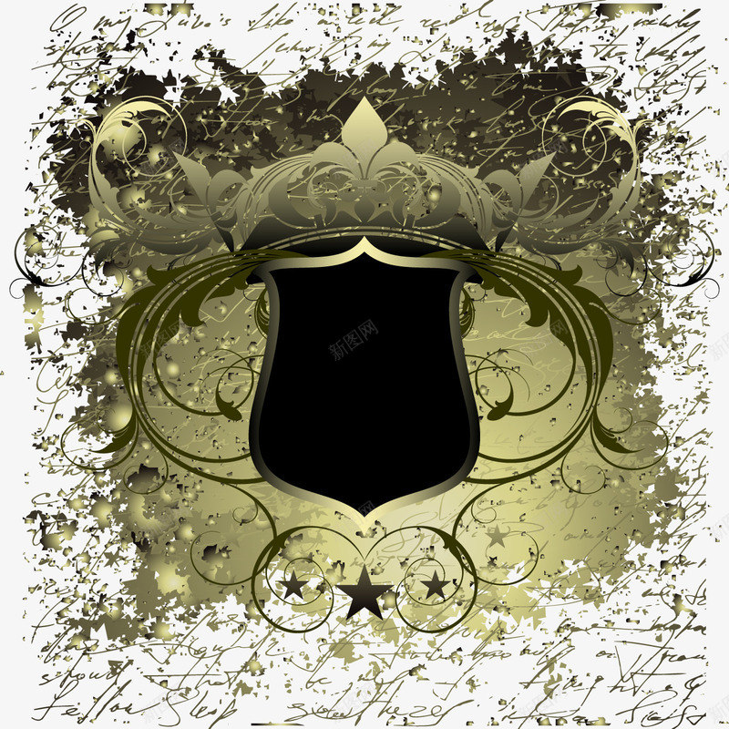 欧式暗金泼墨金边盾牌png免抠素材_88icon https://88icon.com 暗金 欧式 泼墨 盾牌 金边