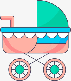 创意小推车可爱卡通婴儿矢量图素材