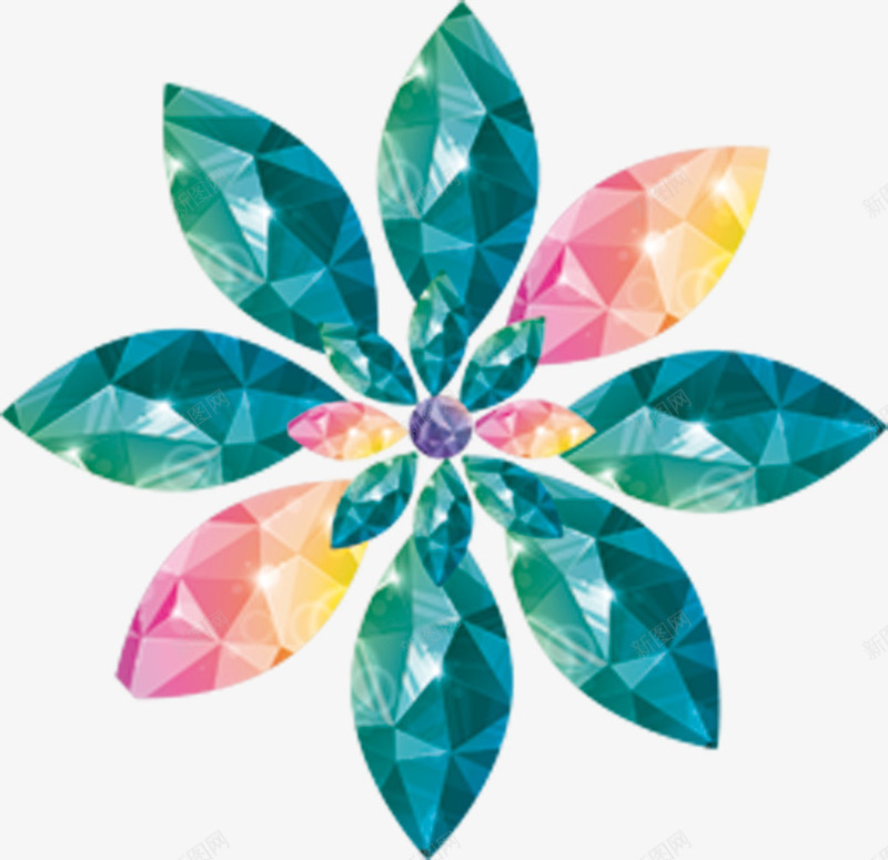 水晶花png免抠素材_88icon https://88icon.com 水晶 花 蓝色