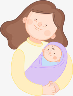 满足的抱着孩子幸福的妈妈高清图片