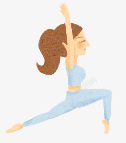 伸展拉伸手绘可爱插画人物插图做瑜伽的女高清图片