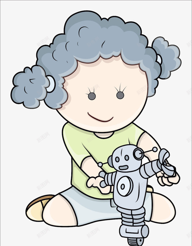 卡通玩机器人的小孩png免抠素材_88icon https://88icon.com 卡通 卡通机器人 小孩 机器人