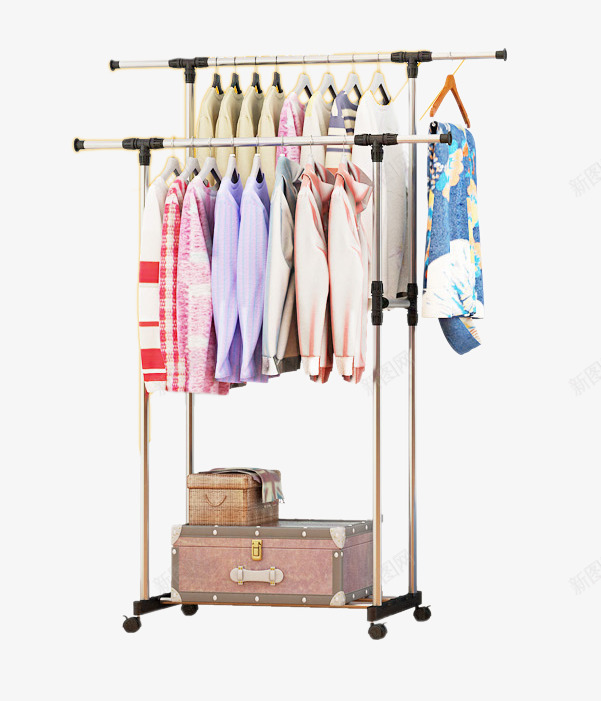 室内阳台升降伸缩折叠架子png免抠素材_88icon https://88icon.com 产品实物 室内阳台升降伸缩折叠架子 简易双杆晾衣架 落地式不锈钢婴儿晒衣架