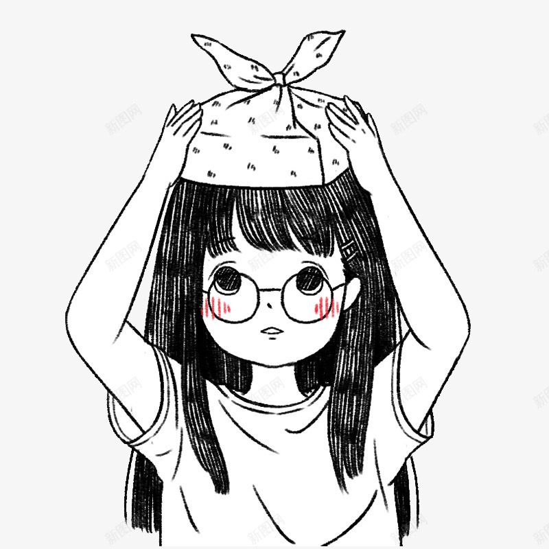 手举便当的小女孩png免抠素材_88icon https://88icon.com 女生 戴眼镜 手绘 食物