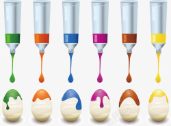 各种颜色的颜料滴在鸡蛋上面素材