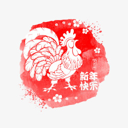 新年公鸡泼墨图素材