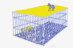 卡通斑马笼子素材